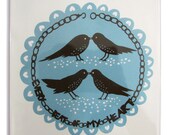 Every Beat of My Heart - hand screenprinted tile