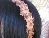 Peach and Bronze Sequin Headbands Glitter Hair Accessories