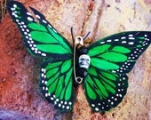 Green Skull Butterfly Hair Clip