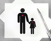 Father's Day card - Daddy's Little Girl, father daughter greeting card - simple black, white, red heart