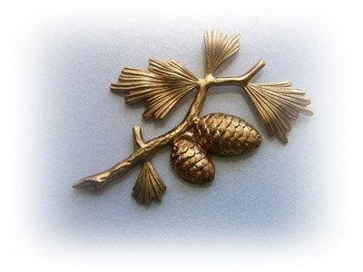 1 - Pinecones With Branch Brass Jewelry Finding (C)