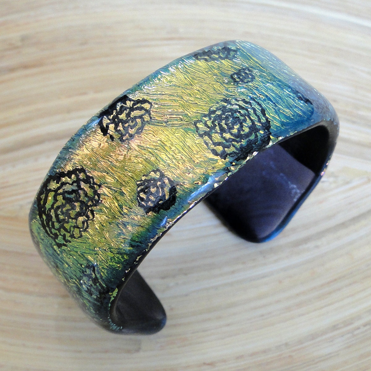 Coming Up Roses Dichroic Glass Bracelet