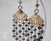 gold fringe & iolite fan earrings