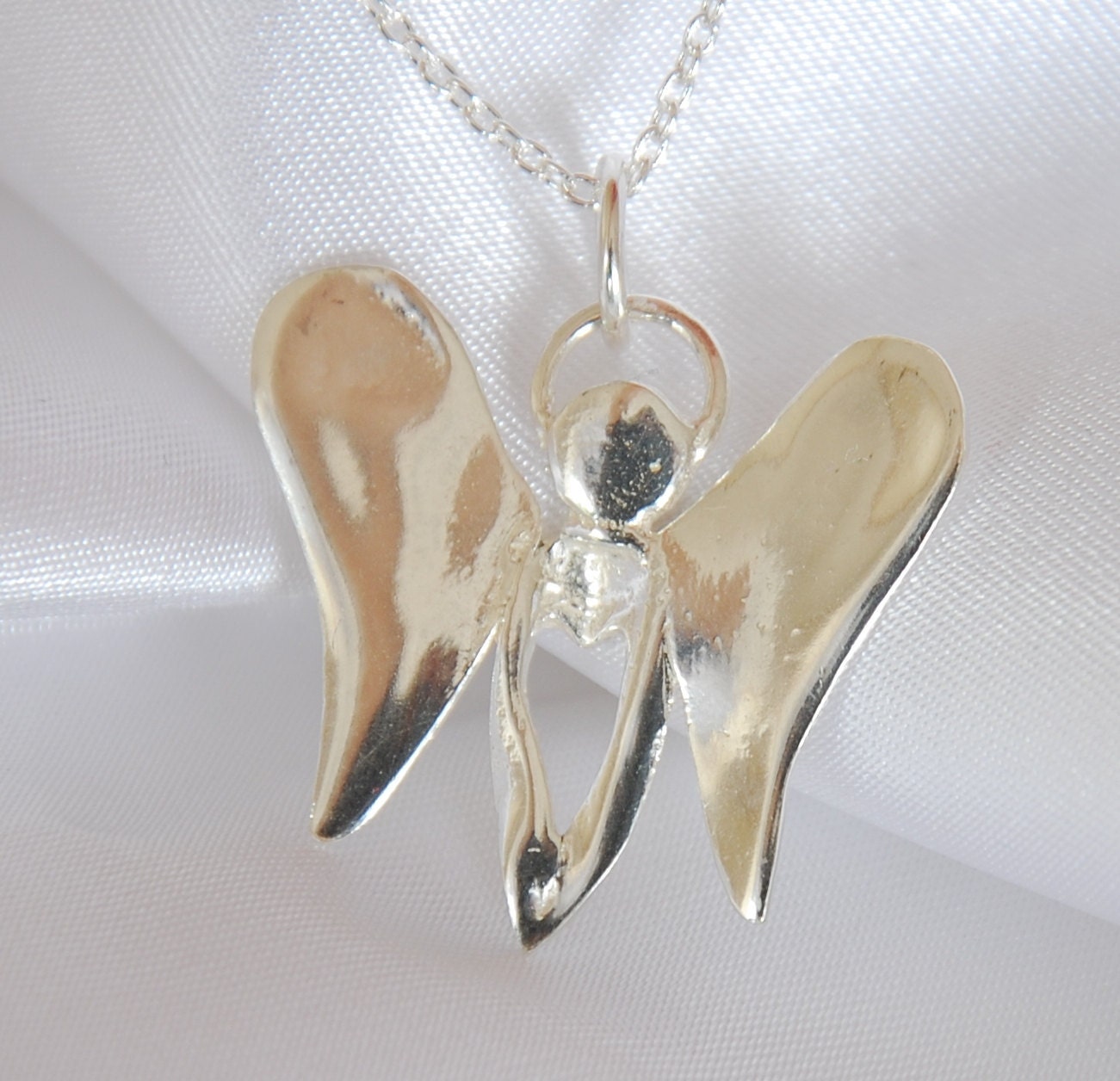 Solid Silver Baby Angel Pendant