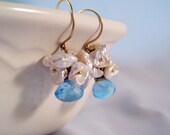 Blue Topaz Keshi Cluster Drops