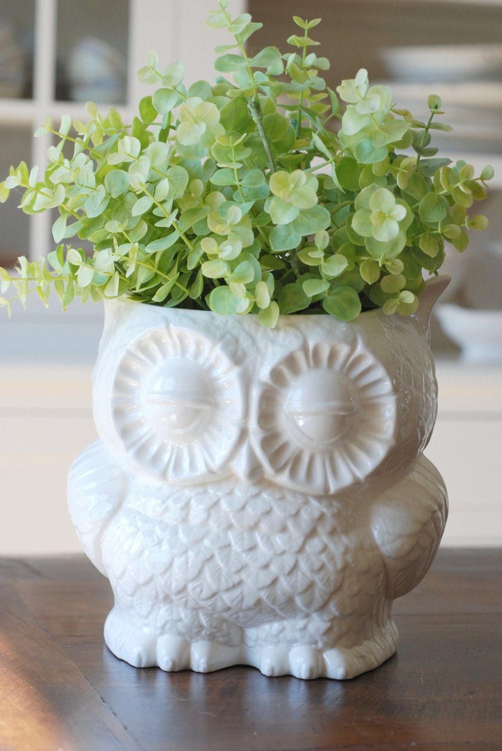 handmade modern - vintage owl planters (large size)