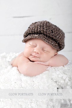 crochet newsboy hat with matching bow tie made in soft yarn for newborns to toddlers