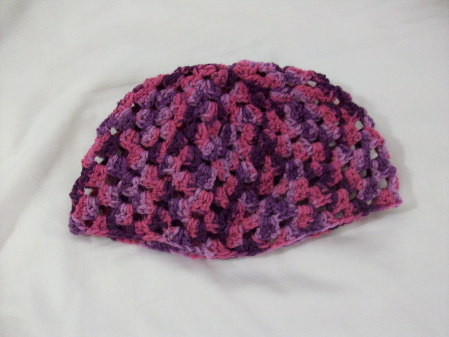 Pink and Purple Crochet Beanie