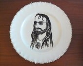 Jesus in shades altered vintage plate