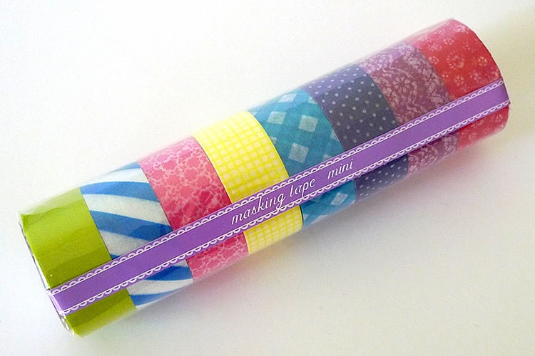 Japanese Washi Tape MINI Starter Kit MEDIUM (C) Set of 8 Masking Tape rolls- PrettyTape 157ft total