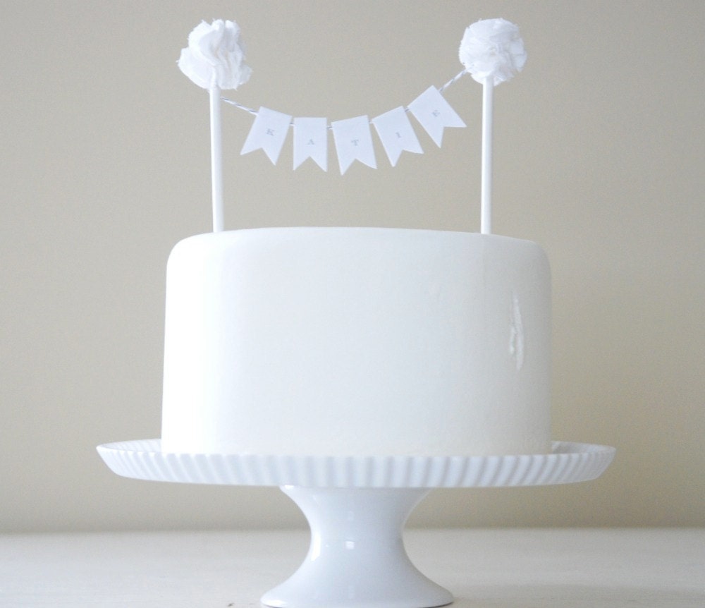 Lovely Day Cake Banner with Poms (Custom)
