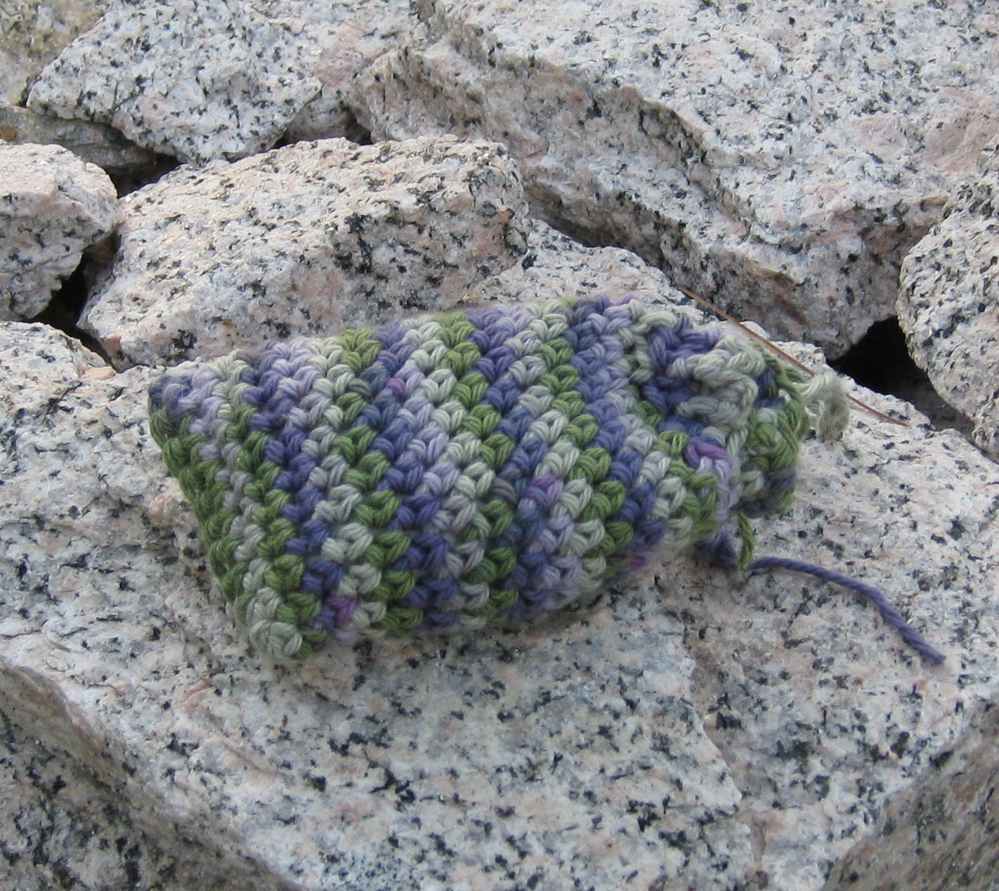 Violets at Dawn Crocheted Soap Bag Cotton Soap Sack Purple KW43