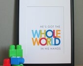 Christian Word Art, He's Got the Whole World in His Hands, 8x10, Unframed