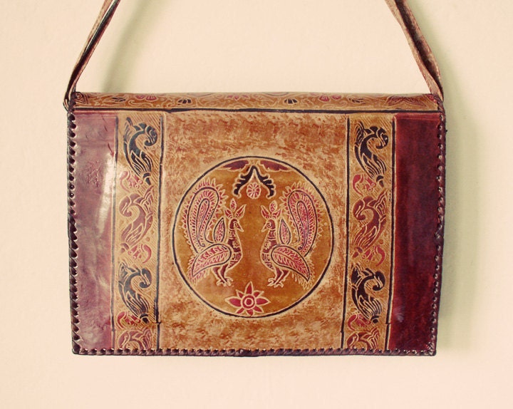 Tooled leather purse, handbag