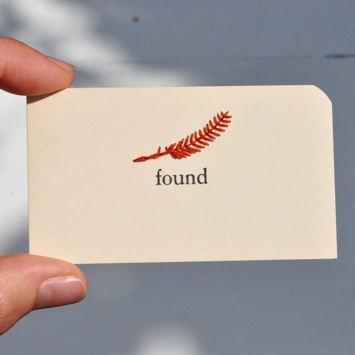 found - hand embroidered vintage card