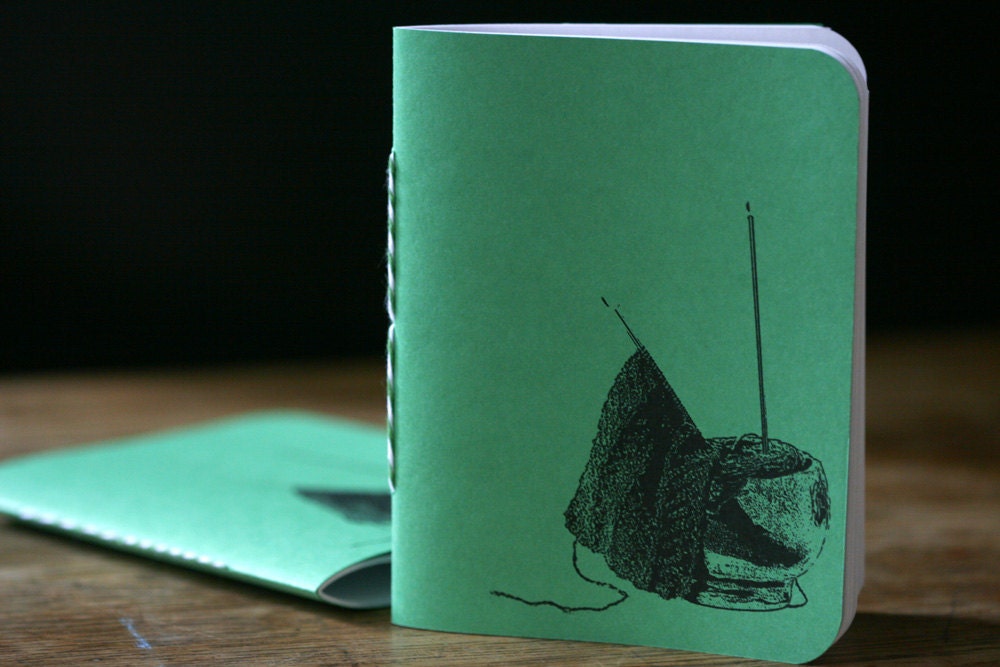 Yarn Bowl Knitting Notebook - Green