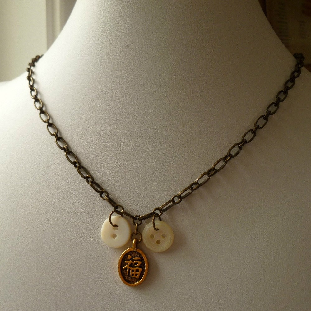 Vintage Button Happiness Necklace