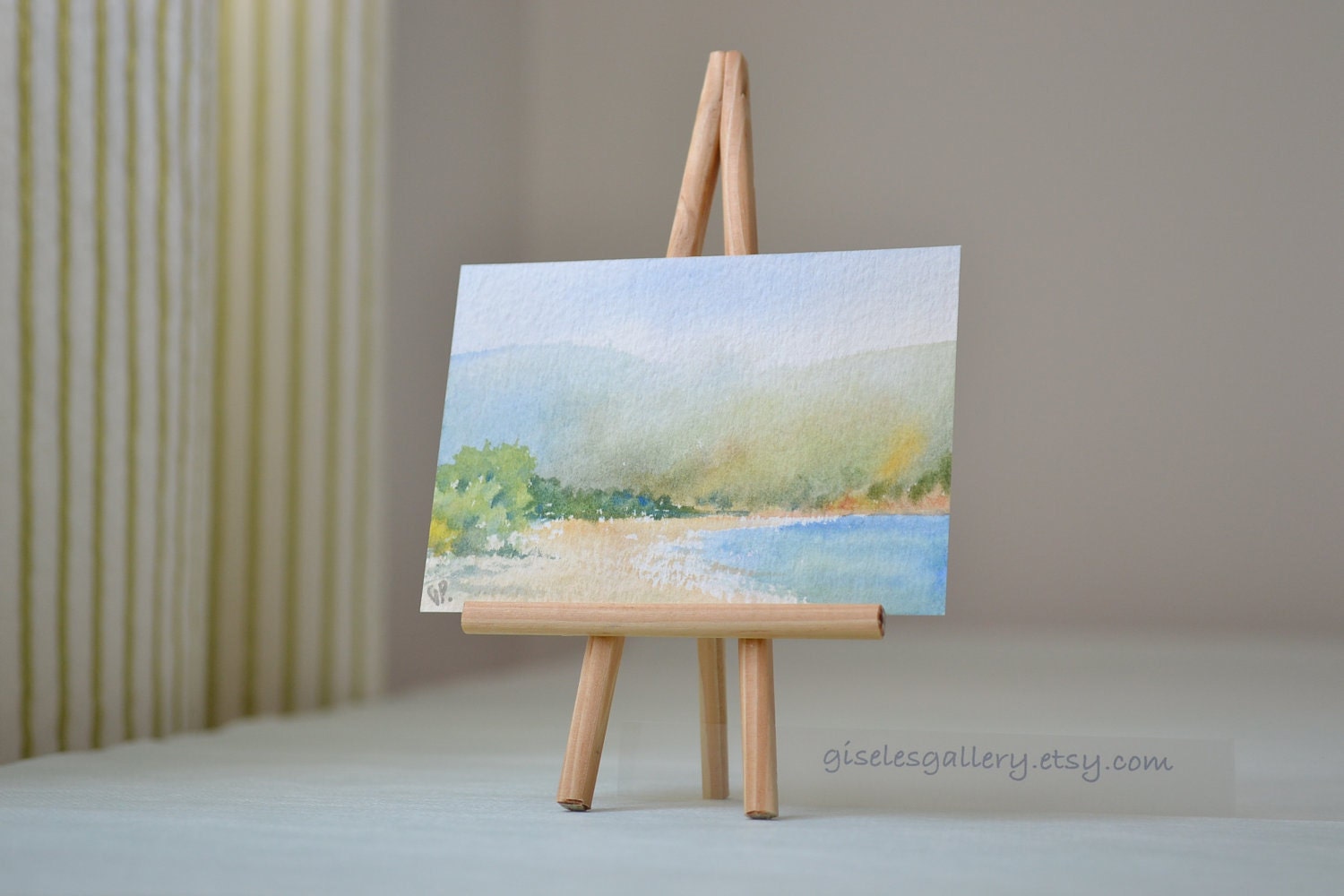 Secret beach - Original watercolor ACEO painting