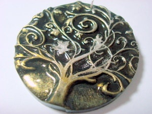 Twirly Tree of Life Handmade Polymer Clay Pendant