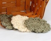 Organic Cotton Flower Face Cloth - Set of 3 - Khaki and Almond