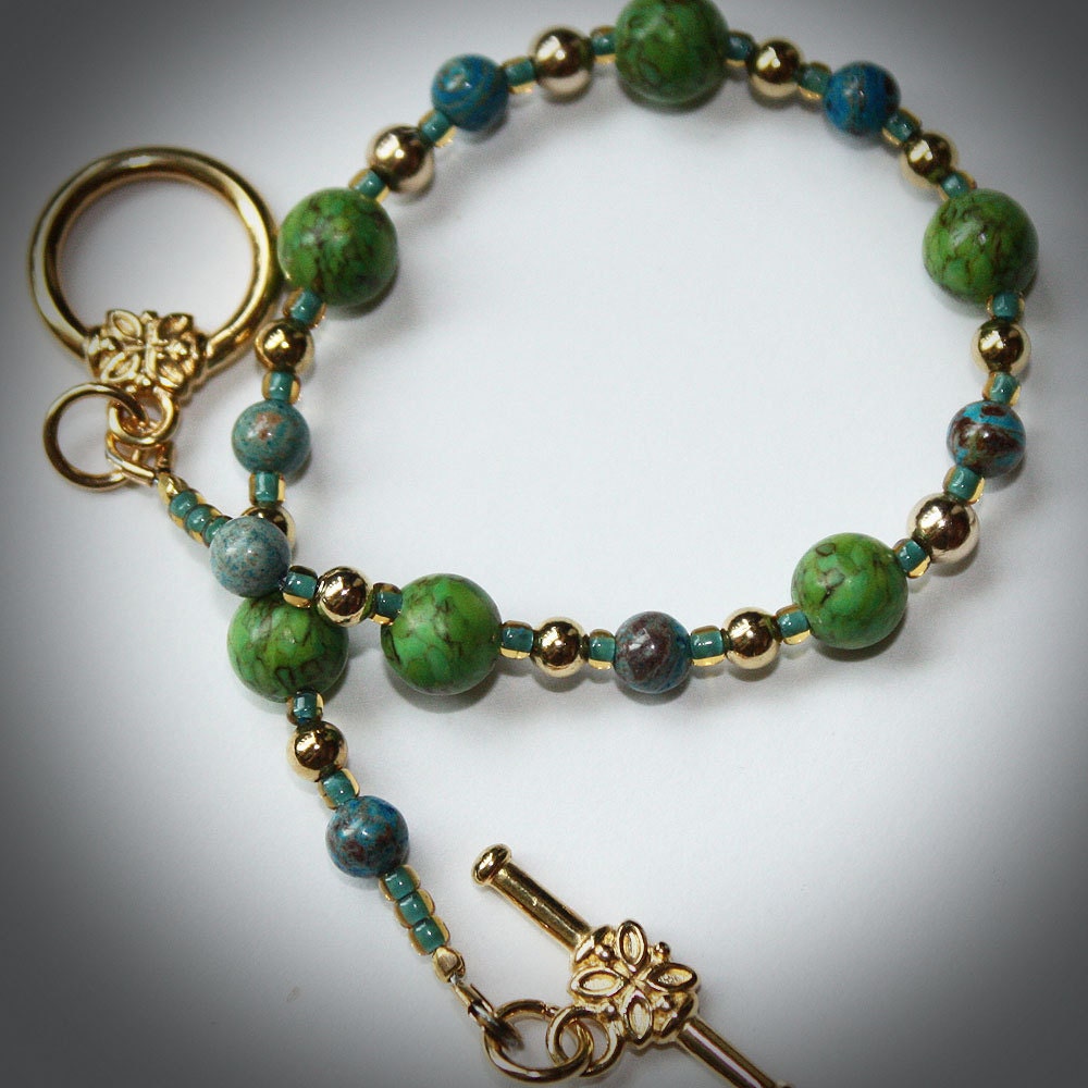 Sky Blue Jasper and Green Turquoise Bracelet