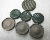 7 Large Grey Green Vintage Shank Buttons