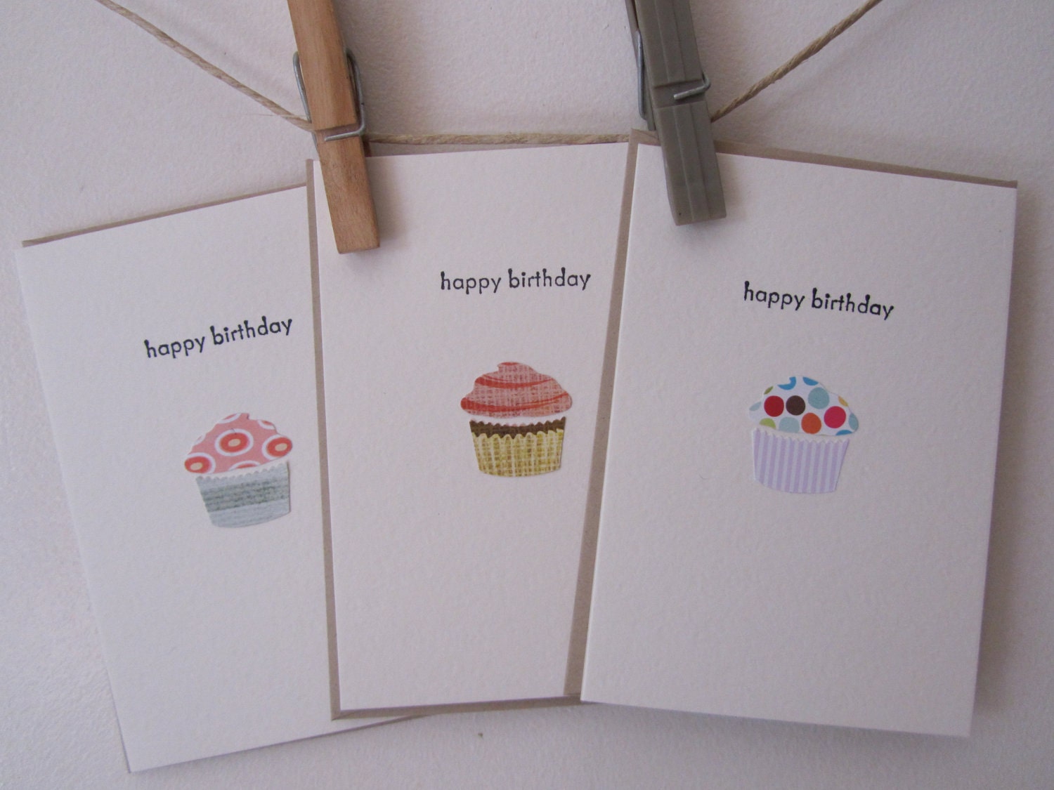 Birthday Cupcake Mini Cards set of 3