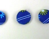 Pinstripes and Flowers -- Fabric Covered Magnets