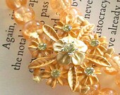 Dbl Strand Honey Necklace with Flower