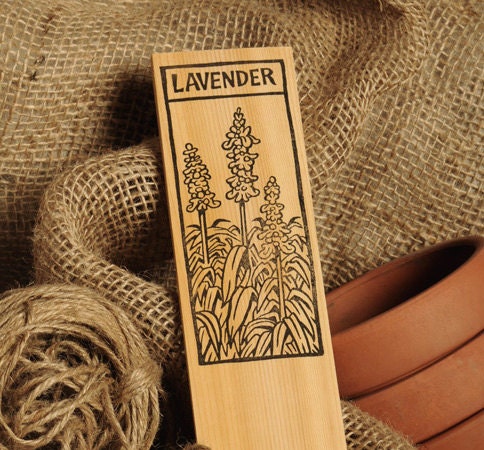 Hand-STAMPED Garden Marker for Lavender