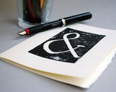 Ampersand Notecard - Black Silhouette Blank Card - Block Print 5 x 7 inches