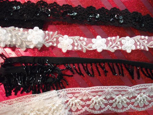 Beautiful Assortment of 4 Vintage Beaded Trim Remnants