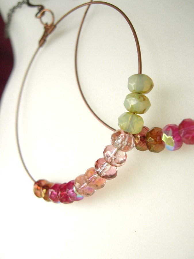 Copper Hoop Dangle Earrings - Sweet and Juicy