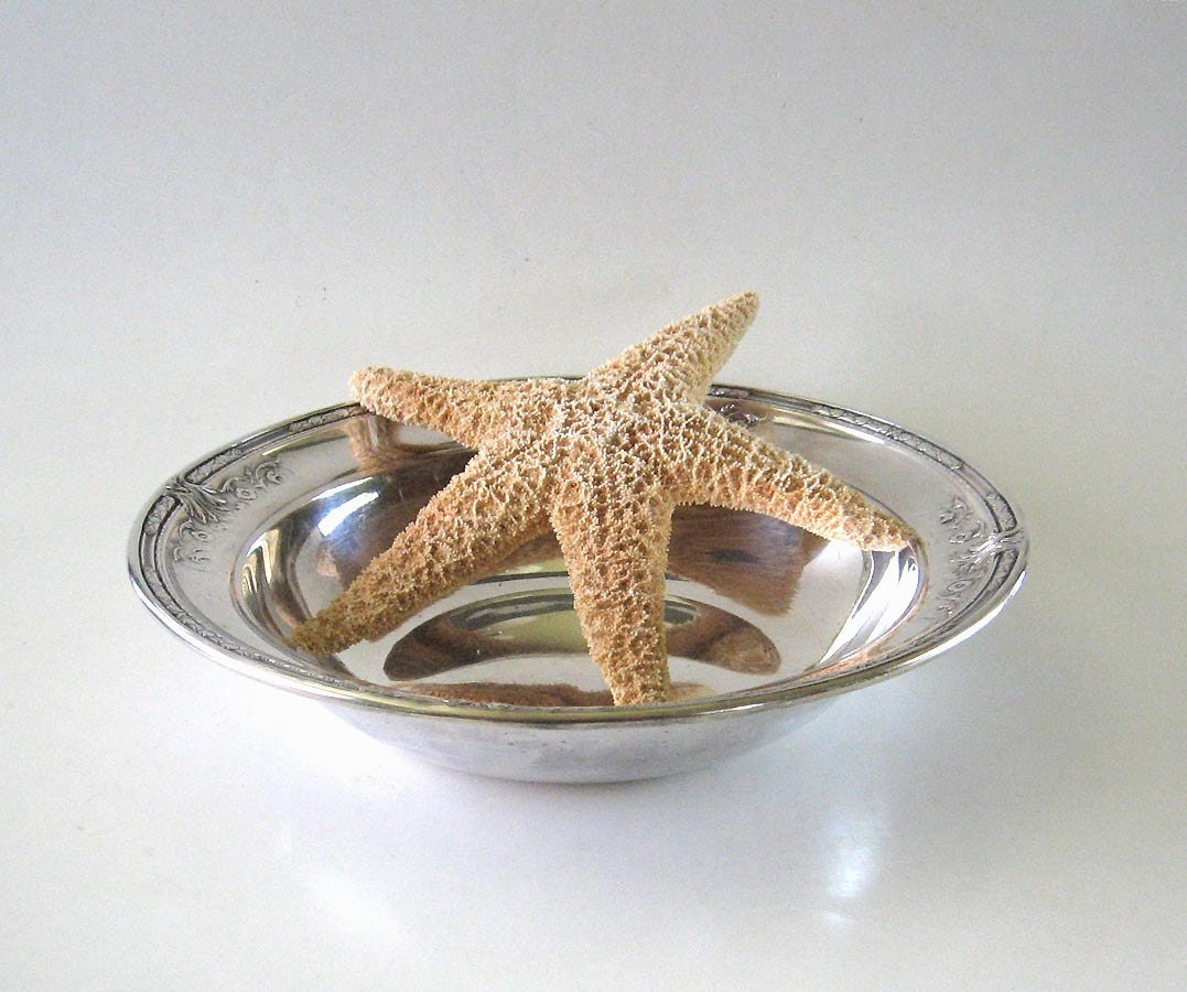 Silverplate Serving Bowl Vintage Embossed Flowers Vines Leaves
