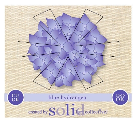 Blue Hydrangea Vector - CU ok, Logo Use ok, Merchandising ok