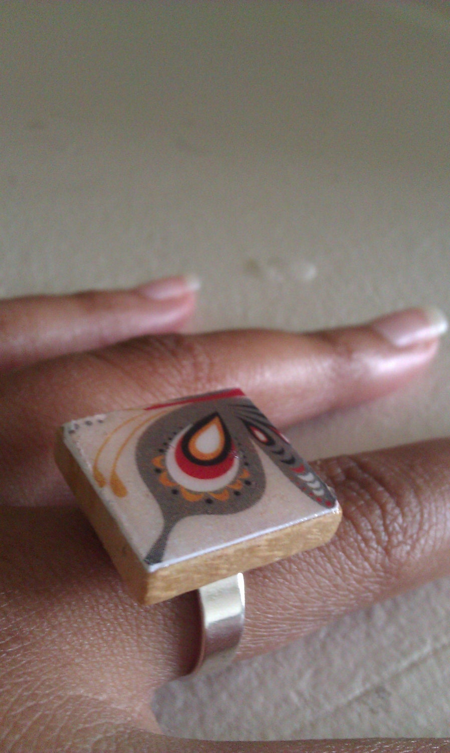 Butterfly Scrabble Tile Adjustable Ring