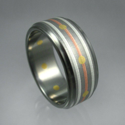 Titanium Silver Rose Gold Wedding Band