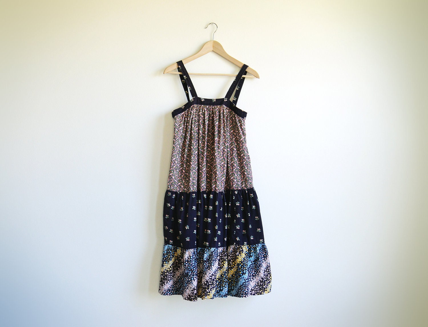 Vintage navy floral sun dress.