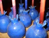 Handmade ceramic blue pomegranates
