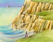 Original 8x10 Painting -- Walk to the lighthouse