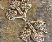 Sale - 1 Large Antique Gold Leaf metal Stamping CO023