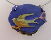 Bird Pendant Blue by KFMclayworks