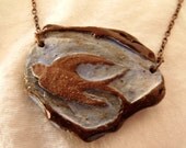 Bird Necklace in Brown and Blue by KFmclayworks