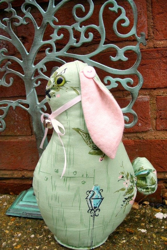Bunny Rabbit Plush. Vintage Fabric Ornament For Home Decor.