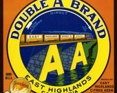 Double A Train Orange Crate Label