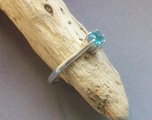 Blue Topaz Heart Ring Sterling Silver Birthstone