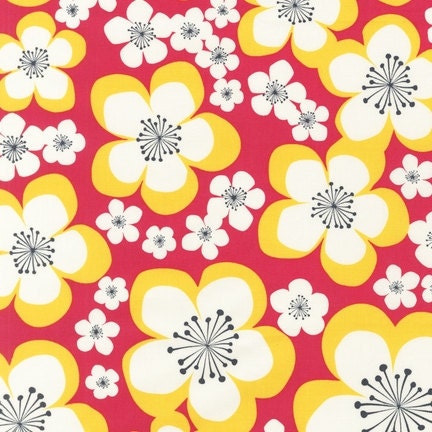 Robert Kaufman Pick a Bunch Large flower Sunflower Pattern Red Yellow White Fabric 1 Yard-- More yardage available