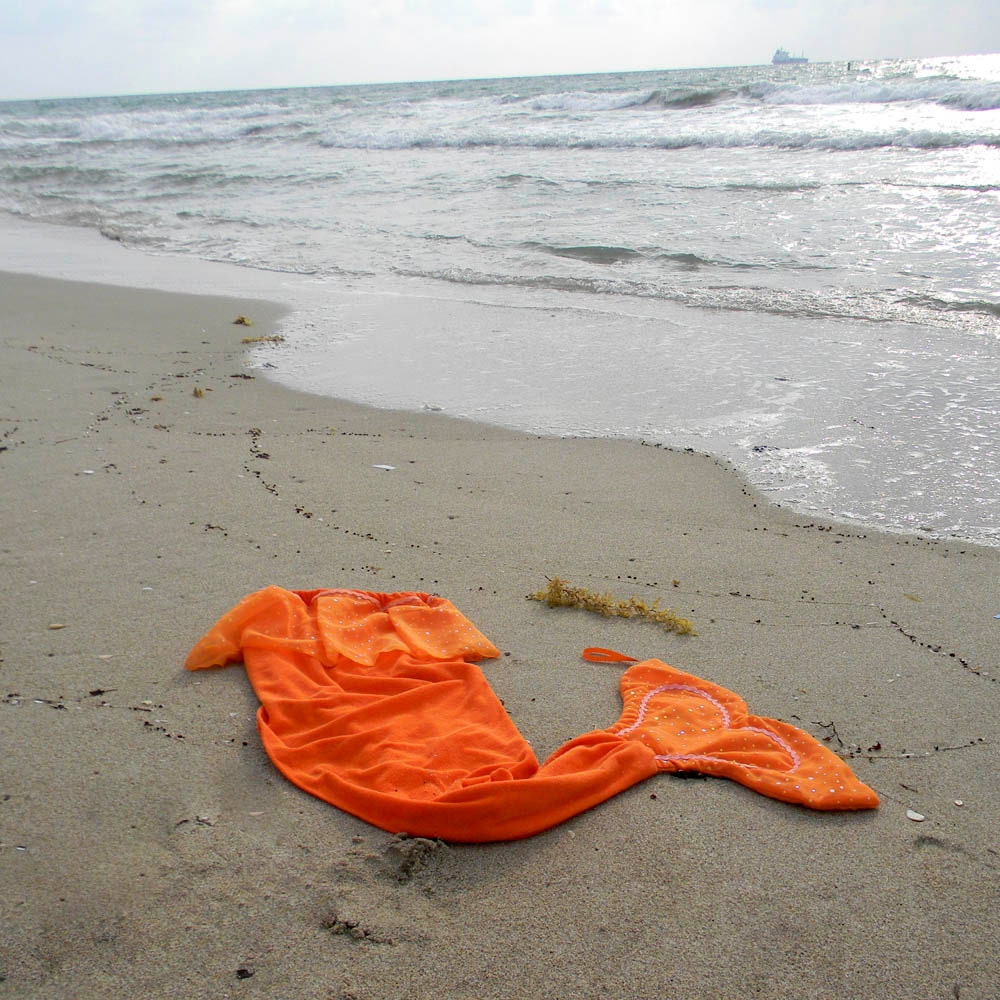 Mermaid Tail Towel in Orange by Kiki's Things