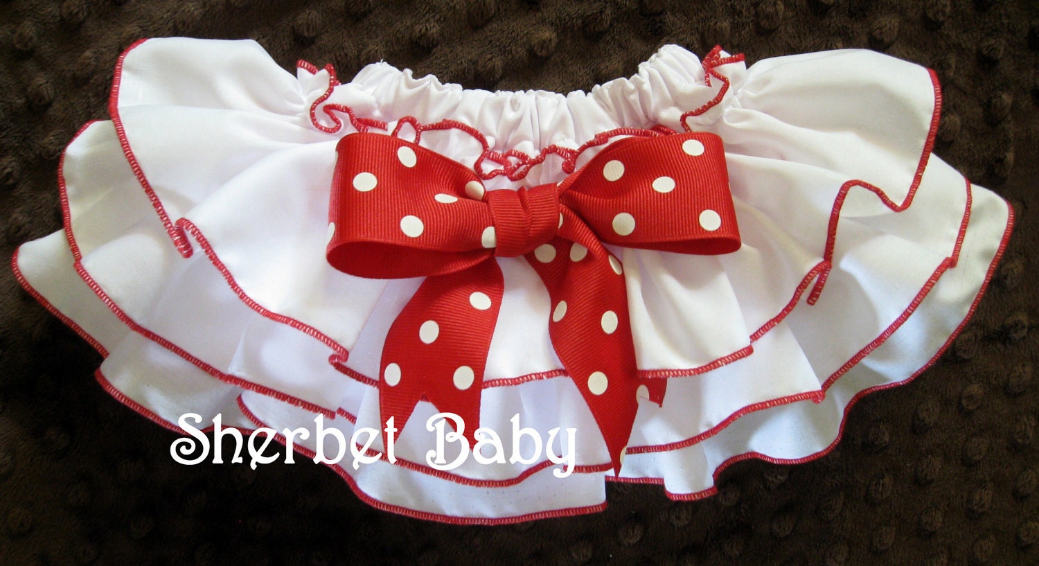 White & Red Original Sassy Pants Ruffle Diaper Cover Bloomer with Bow and/or Rose