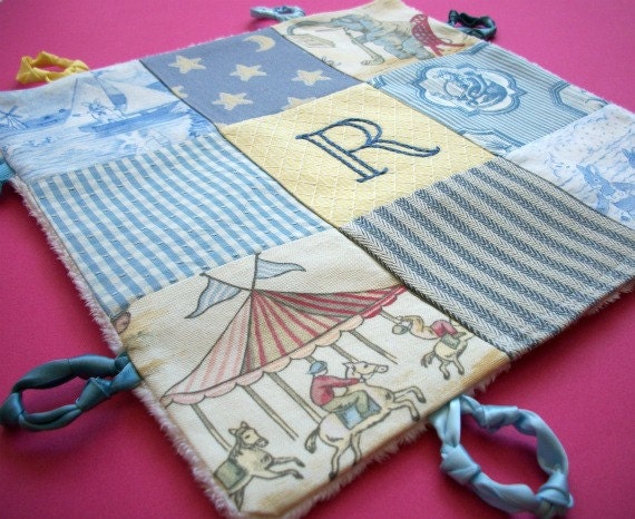 Boy Lovey Blanket with Custom Hand Embroidery by Dolce Dreams